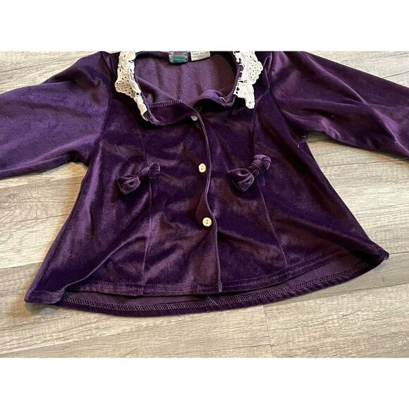 Vintage Girls Velvety Plum Button Up Little Lindsay 24 mos USA made Cute!! - Picture 1 of 8